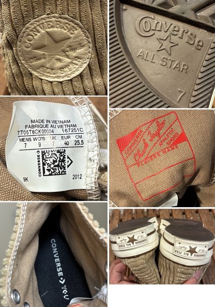 画像2: 【コンバース】CONVERSE【ALL STAR 】チャックテイラー CT70【ライトブラウン】コーデュロイ【ハイカット】【サイズ7(25.5ｃｍ)】  (2)