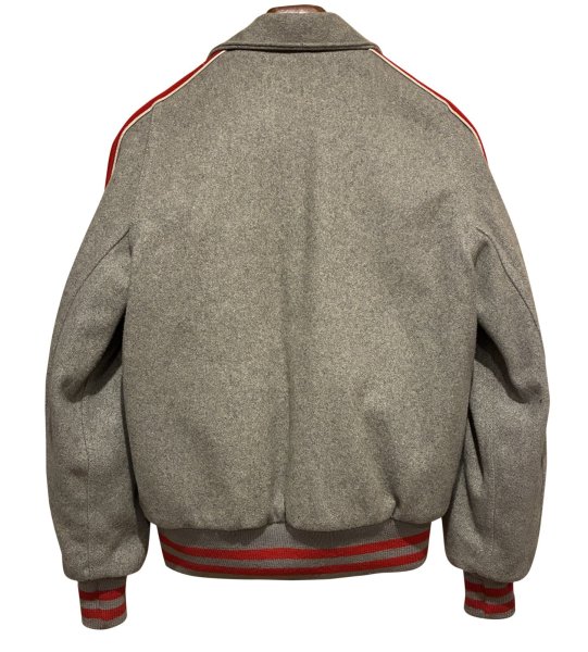 画像3: 【〜70'ｓ】【ビンテージ】【EAN TRI H.V.】グレーｘ赤【ウール】【スタジャン】【サイズL程度】  (3)