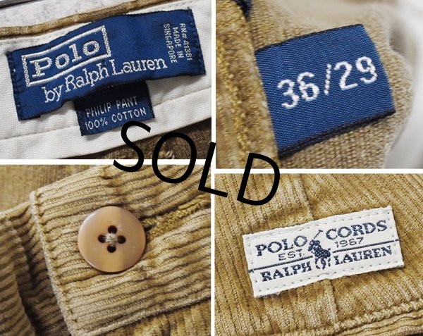 画像2: ビンテージ【ラルフローレン】POLO RALPH LAUREN【ライトブラウン】【フィリップパンツ】【コーデュロイパンツ】【36×29】  (2)