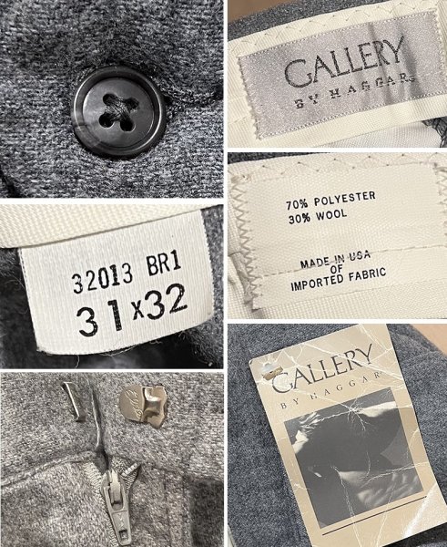 画像2: デッドストック【USA製】【ビンテージ】【GALLERY】【グレー】ウール混紡【スラックス】【31×32】  (2)