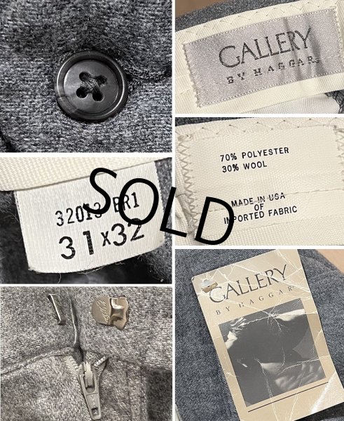 画像2: デッドストック【USA製】【ビンテージ】【GALLERY】【グレー】ウール混紡【スラックス】【31×32】  (2)