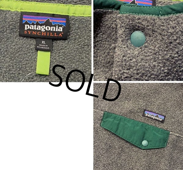 画像2: 程度良好!! ビンテージ【パタゴニア】patagonia【チャコールグレーｘ緑】【スナップT】【フリースプルオーバー】【サイズＸＬ】  (2)