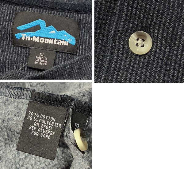 画像2: 【TRI-Mountain】トライマウンテン【チャコールｘ黒 マイクロストライプ】【ヘンリーネックスウェット】【サイズXL】  (2)