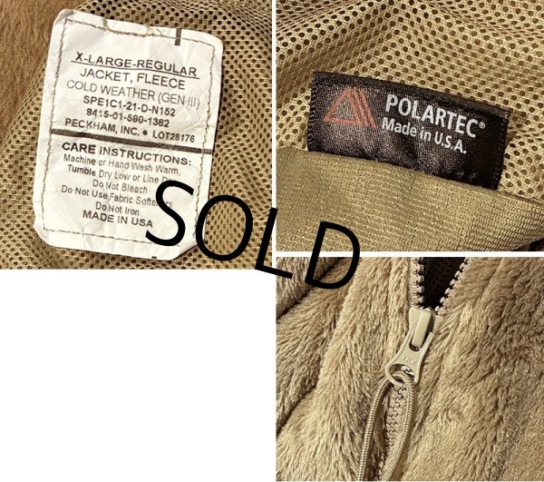 画像2: ビンテージ【米軍実物】U.S.ARMY【ECWCS】GEN3【Polartec】【ポーラテック】【コヨーテ】タンカラー【フリースジャケット】【XL-R】  (2)