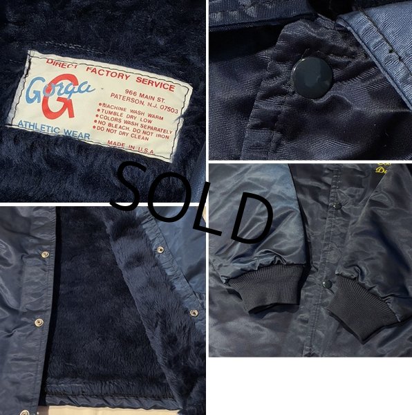 画像2: 程度良好!! 90’s【ビンテージ】Gorga Athletic【ゴルガ アスレティック】紺×裏地ボア【サテンジャケット】【サイズＬ程度】  (2)