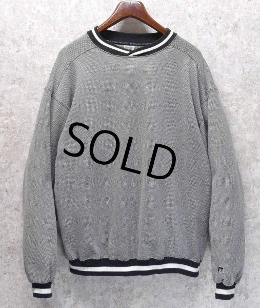 画像1:  90's~【USA製】【RUSSELL】ラッセル 【ビンテージ】【白×黒】ザクザク【無地】スウェット【サイズXL】  (1)