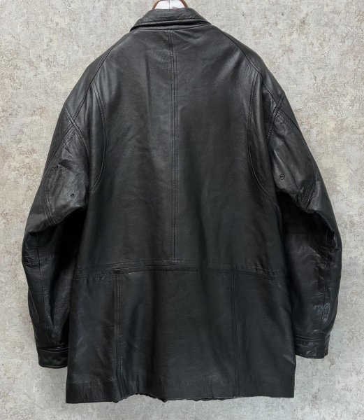 画像3: 【ビンテージ】【pierre cardin】ピエールカルダン 比翼仕立て キルティング裏地【黒】【レザージャケット】【サイズＸＬ】  (3)