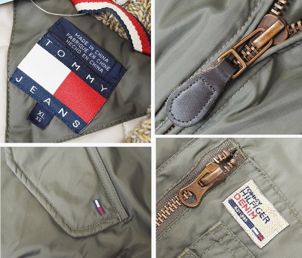 画像2: 【Tommy Jeans】トミージーンズ【トミーヒルフィガー】首リブニット【中綿入り】【MA-1タイプブルゾン】【サイズXL】  (2)