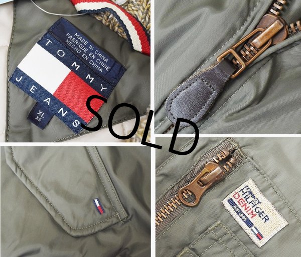 画像2: 【Tommy Jeans】トミージーンズ【トミーヒルフィガー】首リブニット【中綿入り】【MA-1タイプブルゾン】【サイズXL】  (2)