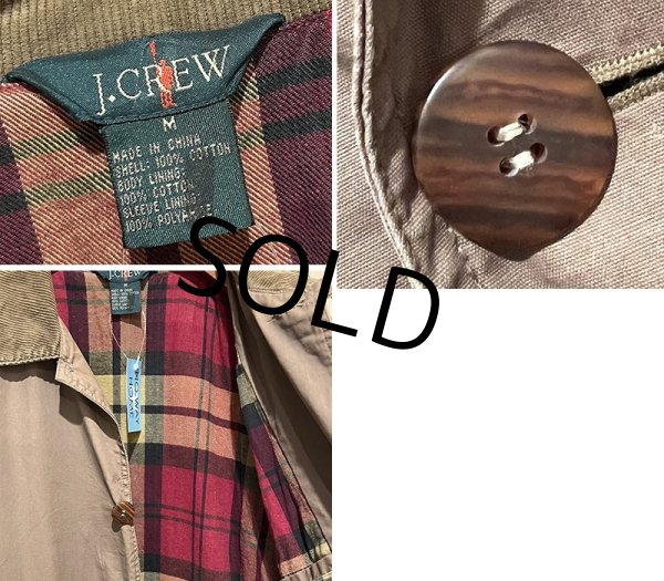 画像2: 90's ビンテージ オールド【J-crew】ジェイクルー【ブラウン×裏地チェック】襟コーデュロイ【コットンジャケット】ハンティングジャケット【サイズM】  (2)