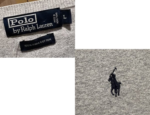 画像2: ビンテージ【ラルフローレン】POLO RALPH LAUREN【グレー】【Vネック】PIMAコットン【コットンセーター】【サイズL】   (2)