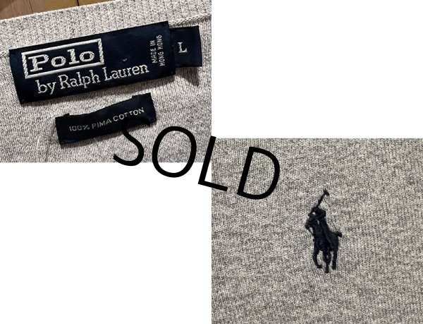 画像2: ビンテージ【ラルフローレン】POLO RALPH LAUREN【グレー】【Vネック】PIMAコットン【コットンセーター】【サイズL】   (2)