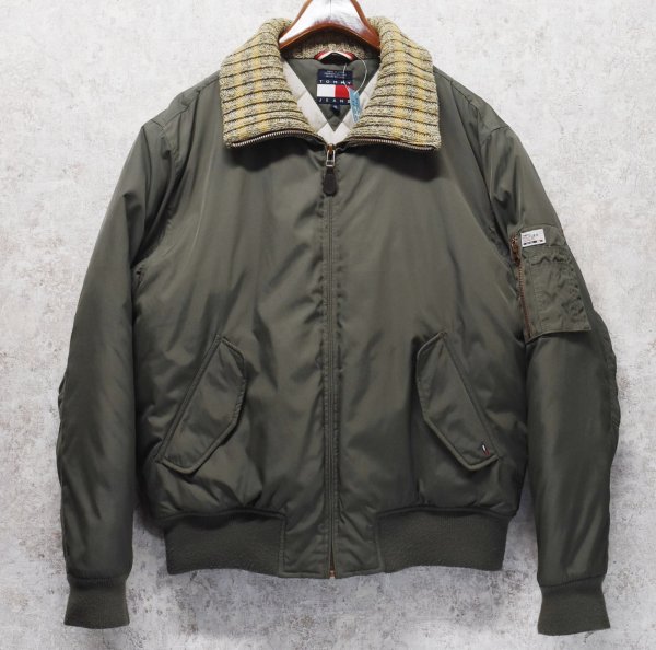 画像1: 【Tommy Jeans】トミージーンズ【トミーヒルフィガー】首リブニット【中綿入り】【MA-1タイプブルゾン】【サイズXL】  (1)