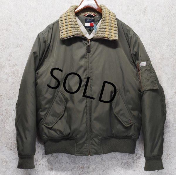 画像1: 【Tommy Jeans】トミージーンズ【トミーヒルフィガー】首リブニット【中綿入り】【MA-1タイプブルゾン】【サイズXL】  (1)