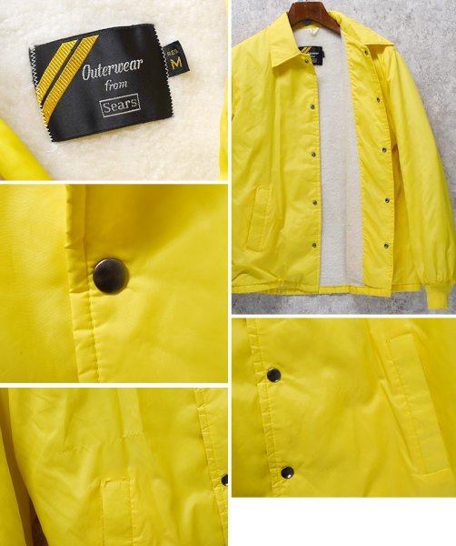 画像2: 80's【ビンテージ】【SEARS】【シアーズ】裏ボア【黄色】【ナイロン】【コーチジャケット】【サイズM】  (2)
