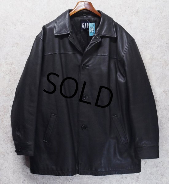 画像1: 【ビンテージ】【オールドギャップ】GAP【黒】【ブラック】【レザーコート】カーコート【レザージャケット】【サイズXL】  (1)