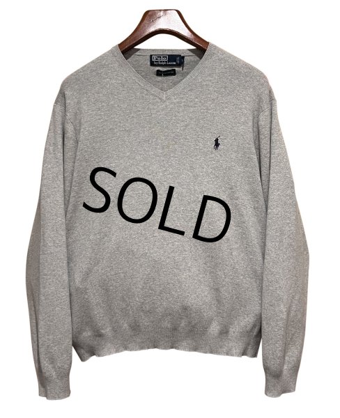 画像1: ビンテージ【ラルフローレン】POLO RALPH LAUREN【グレー】【Vネック】PIMAコットン【コットンセーター】【サイズL】   (1)