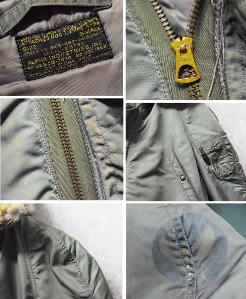 画像2: 50's【ビンテージ】米軍実物【USAF】アルファ製 エアフォースマーク【N-3B】【6279D】リフレクター付き【フライトジャケット】【サイズS】  (2)