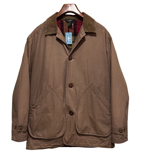 画像1: 90's ビンテージ オールド【J-crew】ジェイクルー【ブラウン×裏地チェック】襟コーデュロイ【コットンジャケット】ハンティングジャケット【サイズM】  (1)