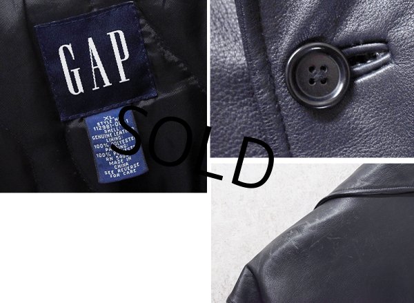 画像2: 【ビンテージ】【オールドギャップ】GAP【黒】【ブラック】【レザーコート】カーコート【レザージャケット】【サイズXL】  (2)