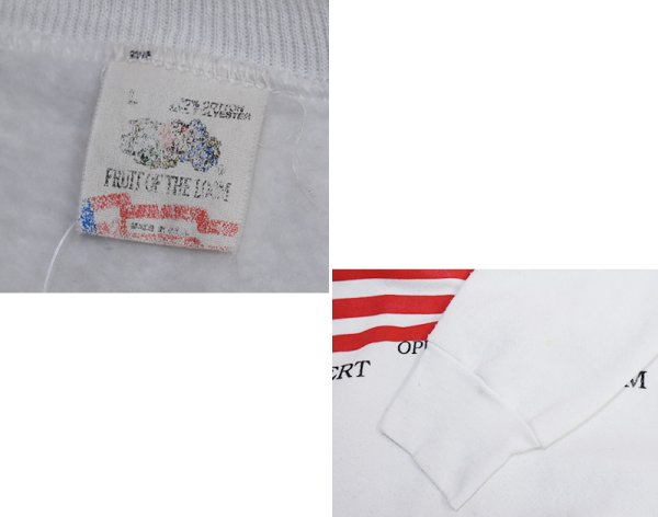 画像2: 90’s【USA製】【ビンテージ】【フルーツオブザルーム】FRUIT OF THE LOOM 湾岸戦争【Support our troops】星条旗【白】【スウェット】【サイズL】  (2)