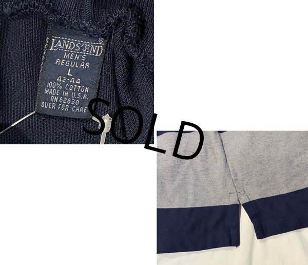 画像2: 【90’s】USA製【ビンテージ】【ランズエンド】【LANDS' END】【紺×グレー】ボーダー【モックネック】【ロンT】サイズＬ  (2)