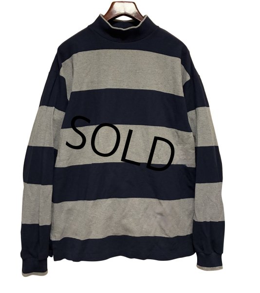 画像1: 【90’s】USA製【ビンテージ】【ランズエンド】【LANDS' END】【紺×グレー】ボーダー【モックネック】【ロンT】サイズＬ  (1)