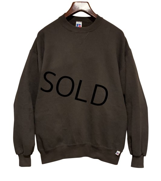 画像1: 90'ｓ【USA製】【RUSSELL】ラッセル 【ビンテージ】ブラウン【無地】【クルーネック】前V スウェット【サイズＸL】  (1)