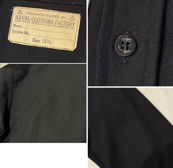 画像2: 60's 【ビンテージ】米軍実物 U.S.NAVY 黒 ウール１００％【CPOシャツ】US１５ １/２  (2)