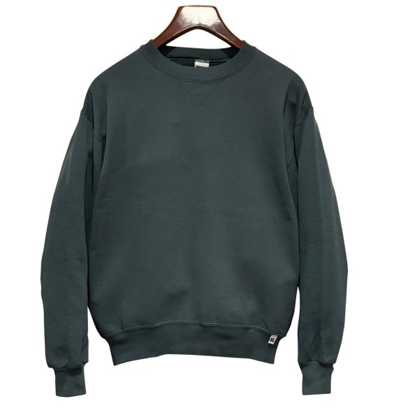 画像1: 90'ｓ【USA製】【RUSSELL】ラッセル 【ビンテージ】モスグリーン【無地】【クルーネック】前V スウェット【サイズM】  (1)