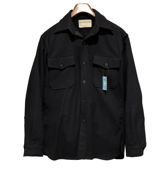 画像1: 60's 【ビンテージ】米軍実物 U.S.NAVY 黒 ウール１００％【CPOシャツ】US１５ １/２  (1)