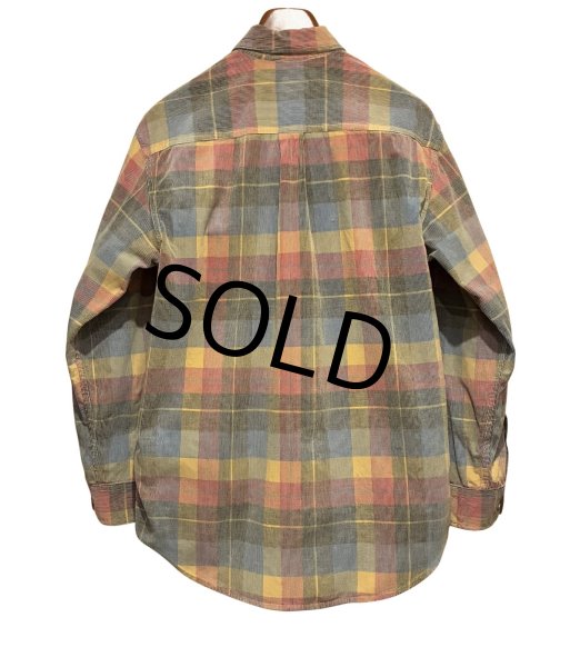画像3: ビンテージ ORVIS【オービス】【赤ｘ青ｘ黄色】チェック【コーデュロイ】ボタンダウンシャツ【サイズＭ】  (3)