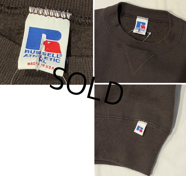 画像2: 90'ｓ【USA製】【RUSSELL】ラッセル 【ビンテージ】ブラウン【無地】【クルーネック】前V スウェット【サイズＸL】  (2)
