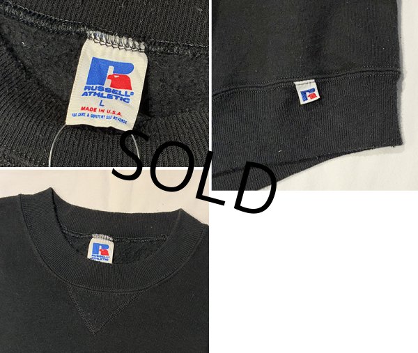 画像2: 90'ｓ【USA製】【RUSSELL】ラッセル 【ビンテージ】黒【無地】【クルーネック】前V スウェット【サイズL】  (2)