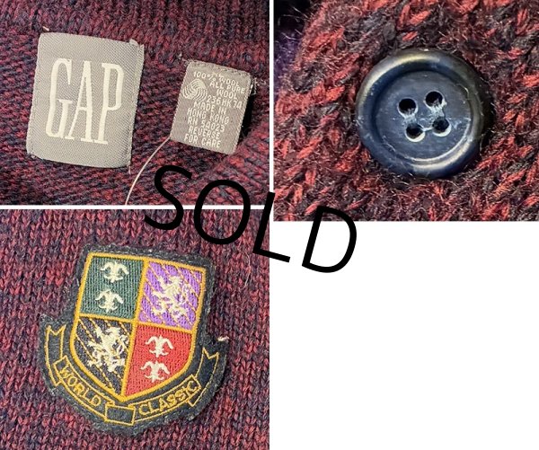 画像2: 90's~【ビンテージ】【オールドギャップ】【GAP】【ワインマーブル×アーガイル】【ヘンリーネックセーター】ウールセーター【サイズXL】  (2)