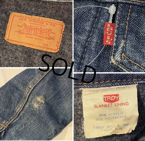画像2: 70’s【USA製】ビンテージ【LEVI'S】【リーバイス】【70505】トロイミルズ社製 ブランケット裏地付き【デニムジャケット】【US42】  (2)