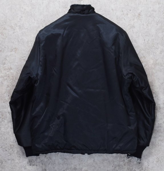 画像4: ~80’s【USA製】【ビンテージ】GOLD CROWN【ゴールドクラウン】スタンドカラー 立ち襟 裏ボア付きサテンジャケット サテンブルゾン【サイズＬ】  (4)