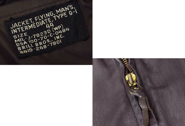 画像2: 70's【米軍実物】【ビンテージ】【U.S.NAVY】BRILL BROS製【G-1 MIL-J-7823D】【フライトジャケット】【US44】  (2)