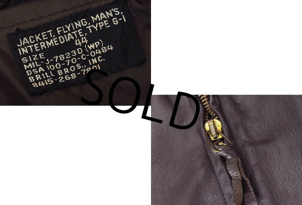 画像2: 70's【米軍実物】【ビンテージ】【U.S.NAVY】BRILL BROS製【G-1 MIL-J-7823D】【フライトジャケット】【US44】  (2)
