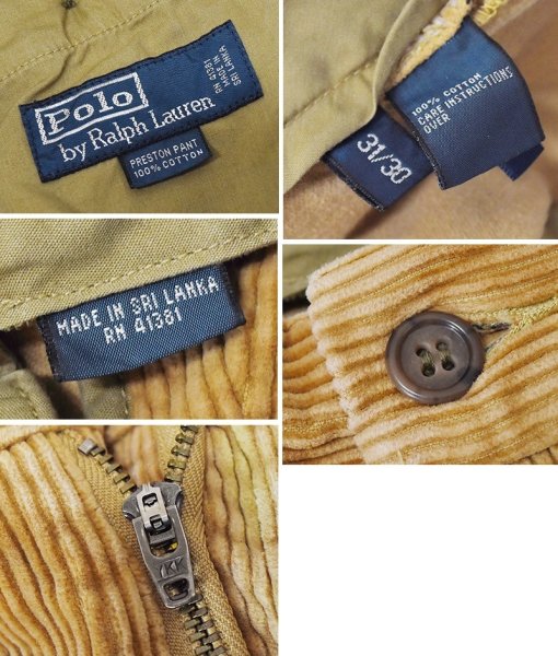 画像2: ビンテージ【ラルフローレン】POLO RALPH LAUREN【preston pant】プレストンパンツ【ライトブラウン】【コーデュロイパンツ】【31×30】  (2)