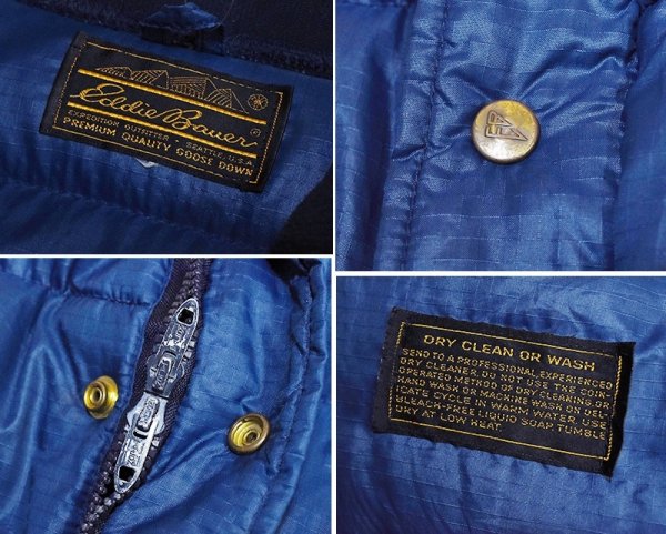 画像2: 80s~【ビンテージ】【Eddie Bauer】【エディーバウアー】【青】リップストップ【ダウンジャケット】【サイズＸＬ程度】  (2)