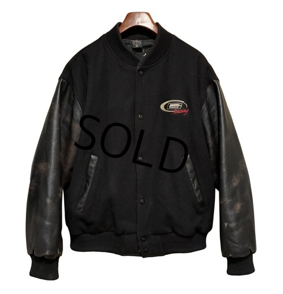 画像1: 90’ｓ USA製【MV SPORT】【ビンテージ】MR.GASKET RACING【メルトンｘレザー】【黒】茶芯【スタジャン】【サイズM】  (1)