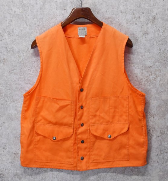 画像1: 【USA製】ビンテージ【filson】フィルソン【オレンジ】アクリル【ハンティングベスト】スナップボタン【US42】  (1)