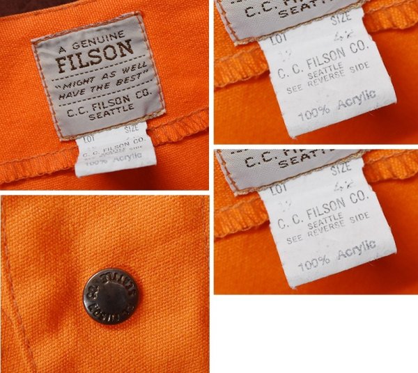画像2: 【USA製】ビンテージ【filson】フィルソン【オレンジ】アクリル【ハンティングベスト】スナップボタン【US42】  (2)