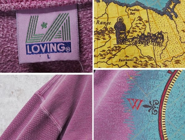 画像2: 90's【USA製】【ビンテージ】アラスカ ALASKA【赤ピンク】袖サーマル【スウェット】【サイズＬ】  (2)