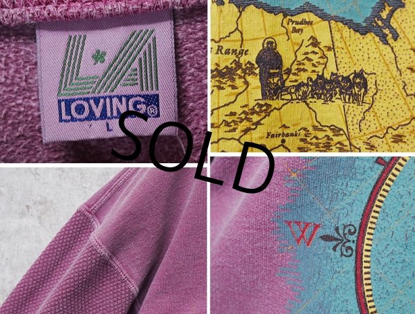 画像2: 90's【USA製】【ビンテージ】アラスカ ALASKA【赤ピンク】袖サーマル【スウェット】【サイズＬ】  (2)