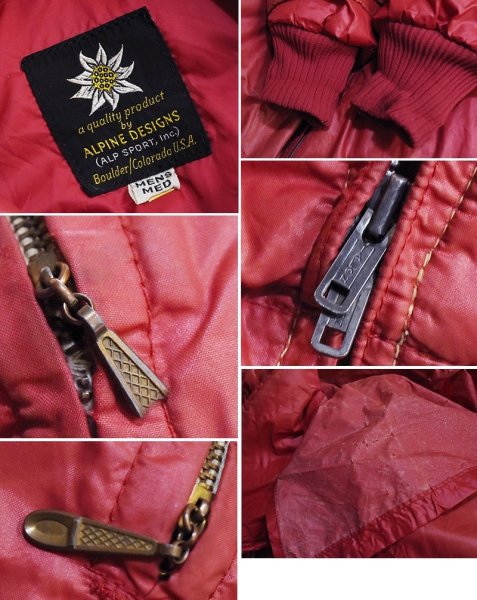 画像2: 〜80’ｓ【ビンテージ】【ALPINE DESIGN】【アルパインデザイン】【ベルト付き】赤ピンク【ダウンコート】【サイズM】  (2)