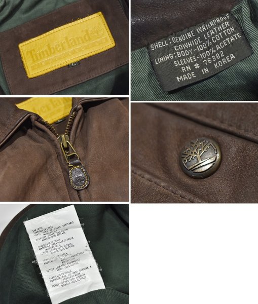 画像2: 〜00’ｓ【ビンテージ】【Timberland】ティンバーランド【ブラウン】ヌバックレザー【カウハイド】【オールレザージャケット】【ジップアップブルゾン】【サイズL】  (2)