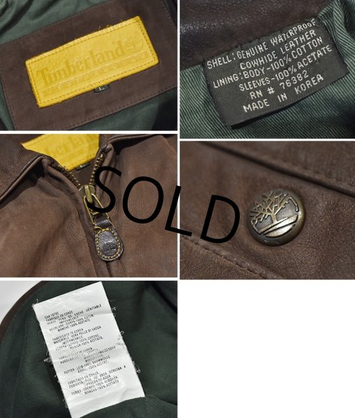 画像2: 〜00’ｓ【ビンテージ】【Timberland】ティンバーランド【ブラウン】ヌバックレザー【カウハイド】【オールレザージャケット】【ジップアップブルゾン】【サイズL】  (2)