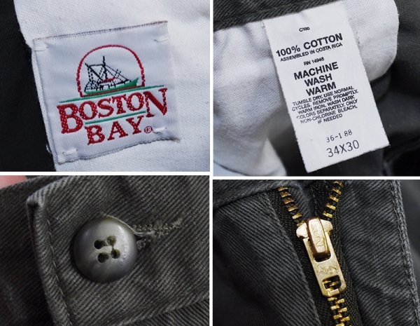 画像2: 【ビンテージ】【BOSTON BAY】ボストンベイ【オリーブグリーン】2タック 【コットンパンツ】【34ｘ30】  (2)